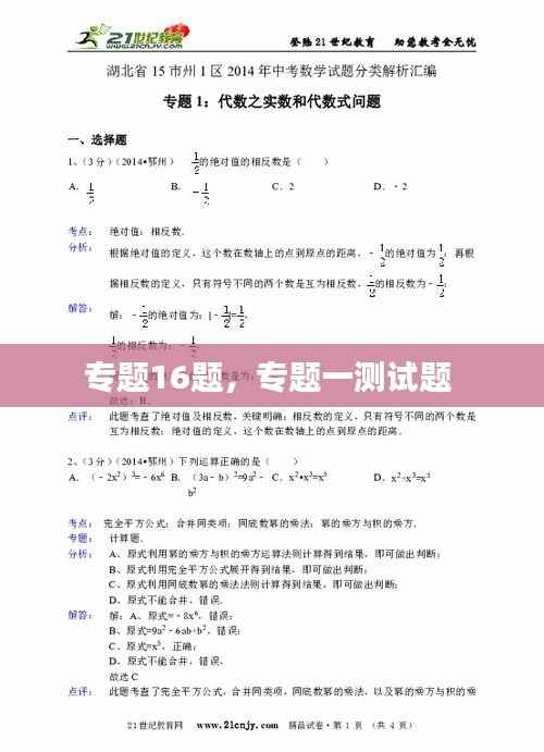 专题16题，专题一测试题 
