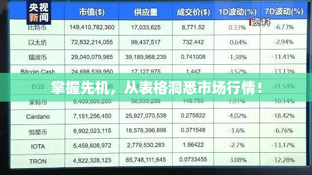 掌握先机,从表格洞悉市场行情!